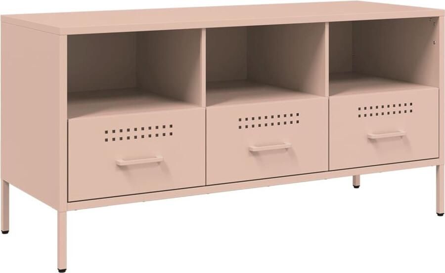 VidaXL Tv-meubel 100 5x39x50 5 cm koudgewalst staal roze