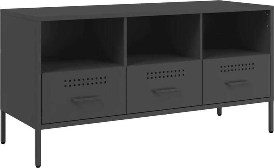 VidaXL Tv-meubel 100 5x39x50 5 cm koudgewalst staal zwart