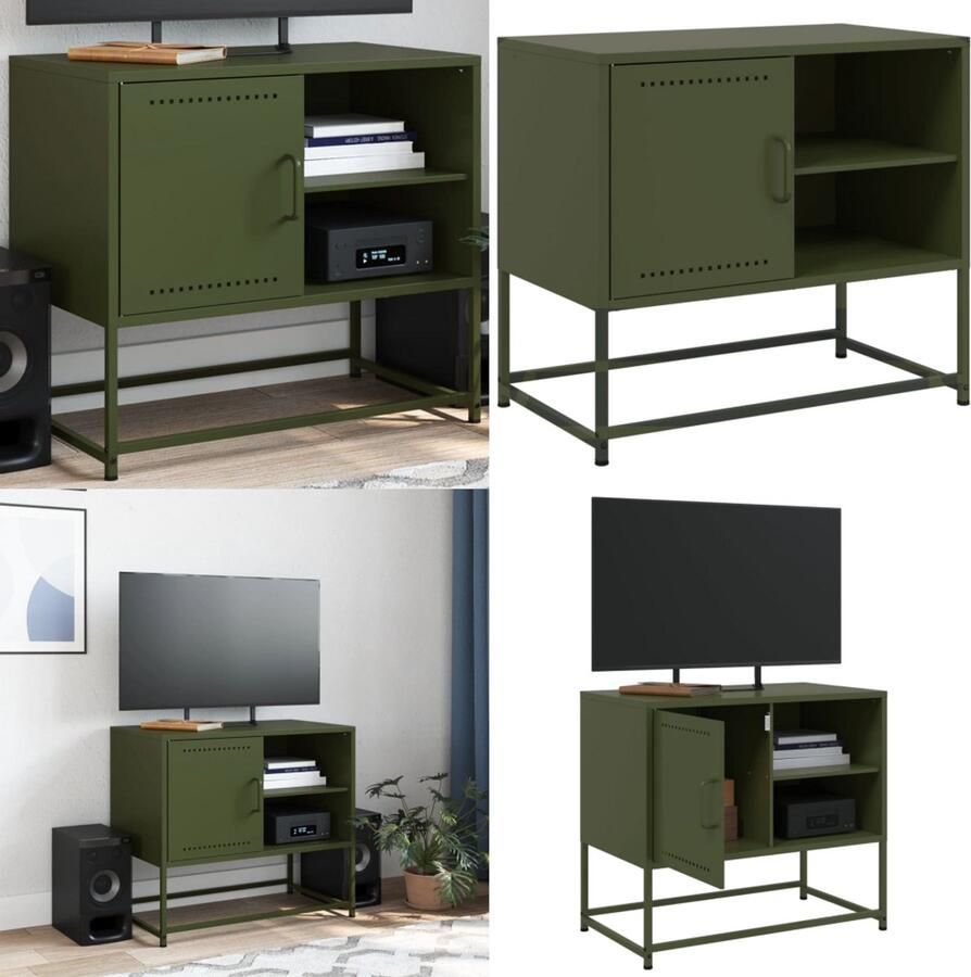 VidaXL Tv-meubel 100 5x39x60 5 cm staal mosterdgeel Tv-meubel Tv-meubelen Tv-meubel Tv-meubelen