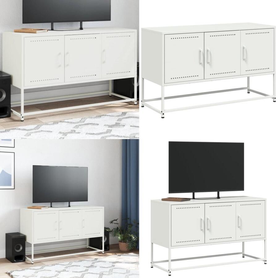 VidaXL Tv-meubel 100 5x39x60 5 cm staal wit Tv-meubel Tv-meubelen Tv-meubel Tv-meubelen