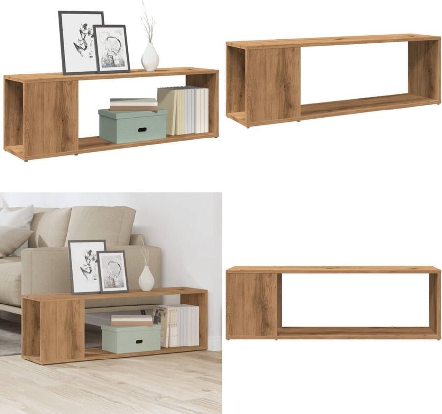 VidaXL Tv-meubel 100x24x32 cm bewerkt hout artisanaal eikenkleur Tv-meubel Tv-meubels Tv Meubel Tv Meubels