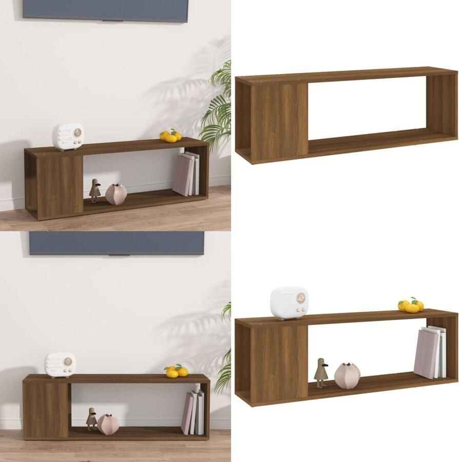 VidaXL Tv-meubel 100x24x32 cm bewerkt hout bruin eikenkleur Tv-kast Tv-kasten Tv-meubel Hifi-meubel