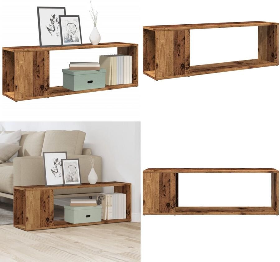 VidaXL Tv-meubel 100x24x32 cm bewerkt hout oud houtkleurig Tv-meubel Tv-meubels Tv Meubel Tv Meubels