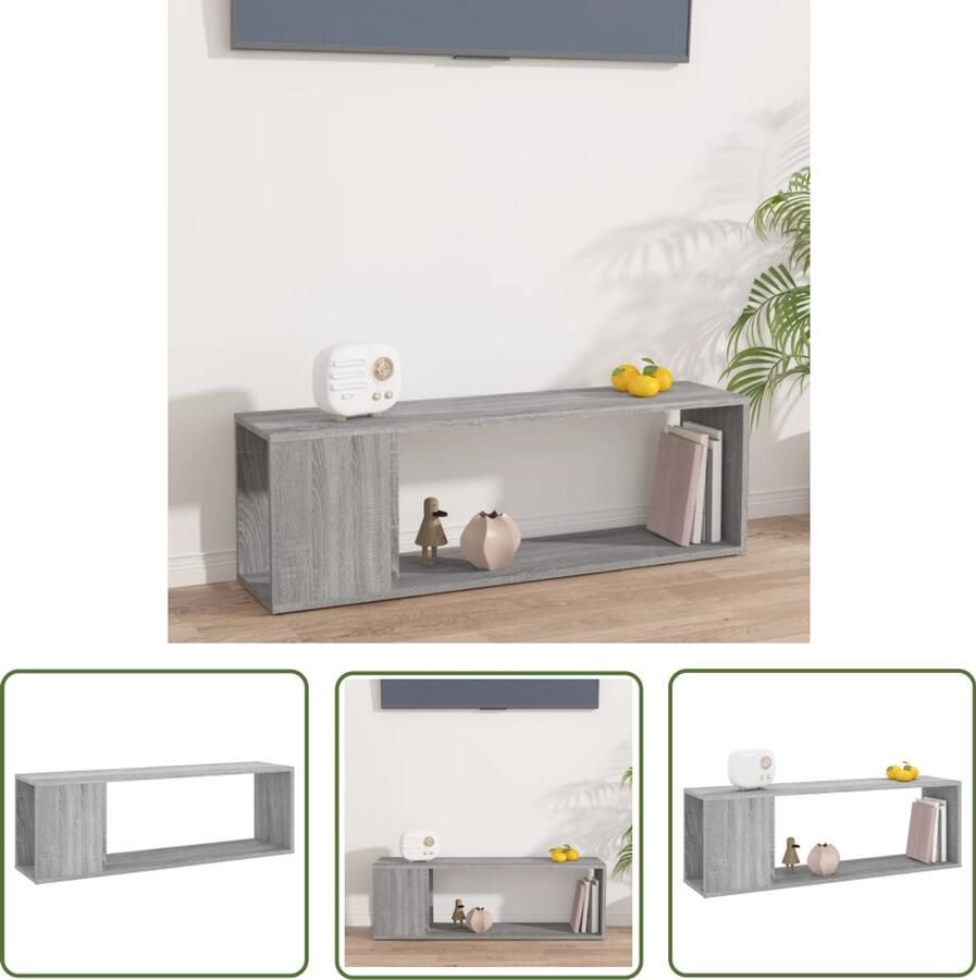 VidaXL Tv-meubel 100x24x32 cm Grijs Sonoma Eiken Tv-meubel Salontafel Houten Meubilair Grijze Meubelen Media Kast Televisiekast Woonkamerinrichting Bergruimte Compact Tv-meubel Modern Tv-meubel