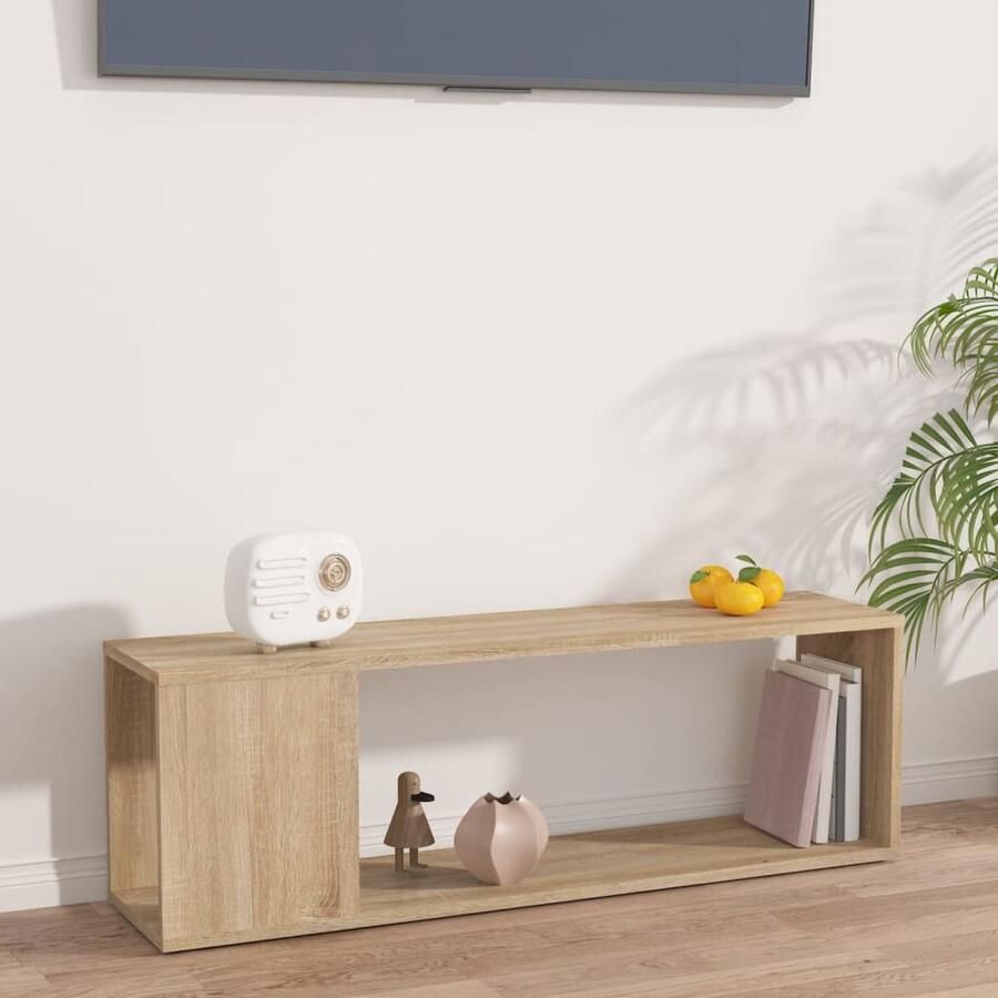 VidaXL Tv-meubel 100x24x32 cm Sonoma eiken Tv-meubel Salontafel Houten Meubilair TV Stand Media Kast Woonkamerdecoratie Bruine Meubelen Landelijke Stijl Scandinavische Stijl - Foto 2