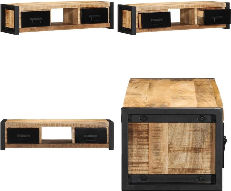 VidaXL Tv-meubel 100x30x25 cm massief ruw mangohout Tv-meubel Tv-kasten Tv-standaard Tv-meubel