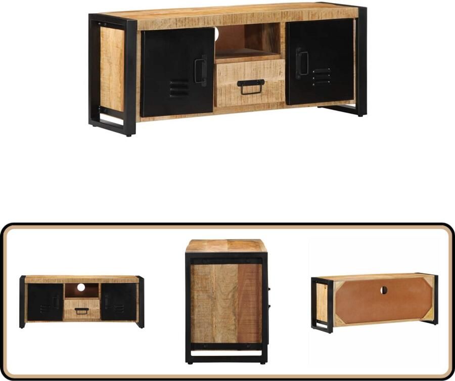 VidaXL Tv-meubel 100x30x40 cm mangohout & ijzer Tv-meubel Salontafel Tv Kast Houten Tv-meubel Industrieel Tv-meubel
