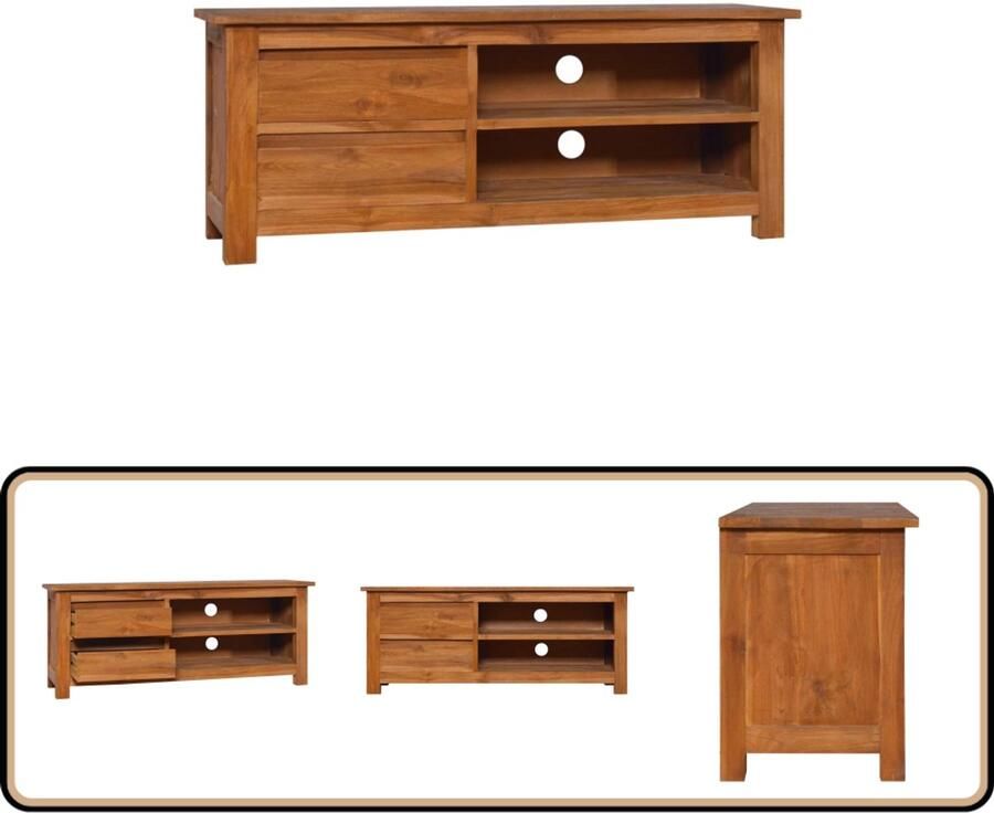 VidaXL Tv-meubel 100x30x40 cm Massief Teakhout Tv-meubel Teak Salontafel Houten Tv-standaard Opbergkast