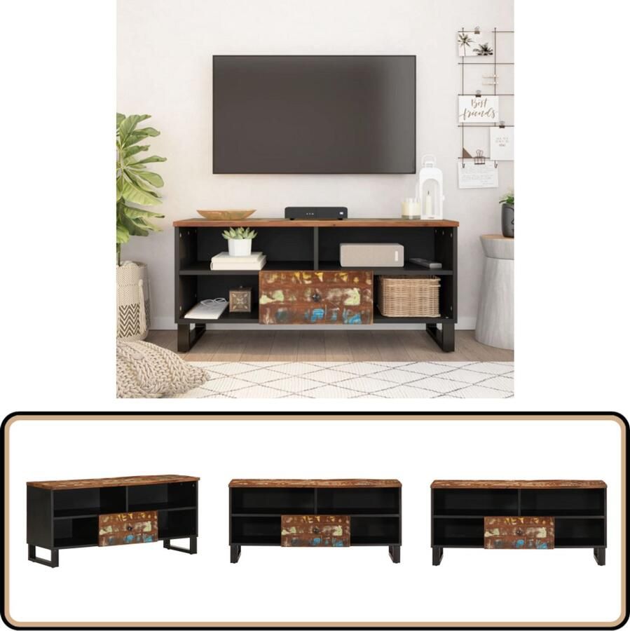 VidaXL Tv-meubel 100x33x46 cm Gerecycled hout Tv-meubel Mediakast Salontafel Houten Meubels Vintage Meubels Industriële Stijl Recycled Wood Furniture