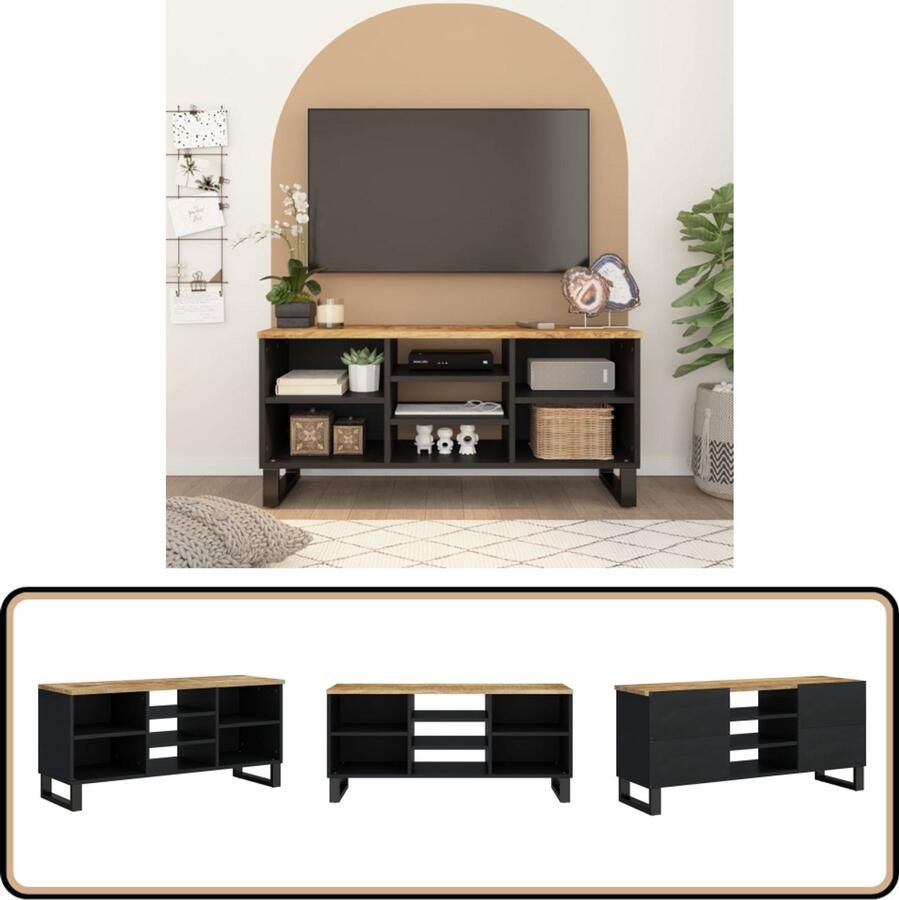 VidaXL Tv-meubel 100x33x46 cm Massief Mangohout Tv-meubel Mangohout Tv-meubel Media Kast Salontafel Televisiescherm Standaard Houten Tv-kast