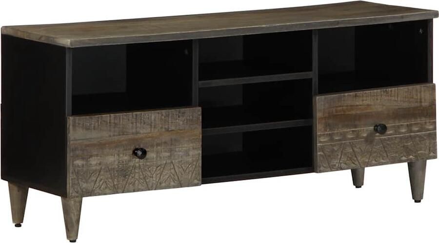 VidaXL Tv-meubel 100x33x46 cm massief mangohout zwart