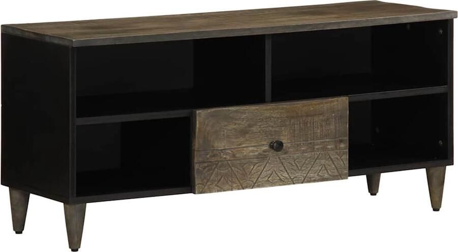 VidaXL Tv-meubel 100x33x46 cm massief mangohout zwart