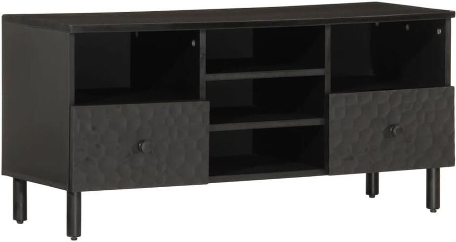 VidaXL Tv-meubel 100x33x46 cm Massief mangohout Zwart Tv Kast Mediakast Salontafel Houten Tv Stand Mangohouten Tv Meubel