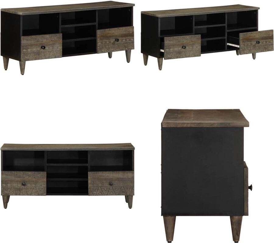 VidaXL Tv-meubel 100x33x46 cm massief mangohout zwart Tv-meubel Tv-kasten Tv-standaard Tv-meubel