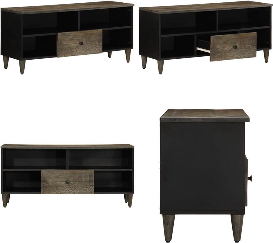 VidaXL Tv-meubel 100x33x46 cm massief mangohout zwart Tv-meubel Tv-kasten Tv-standaard Tv-meubel