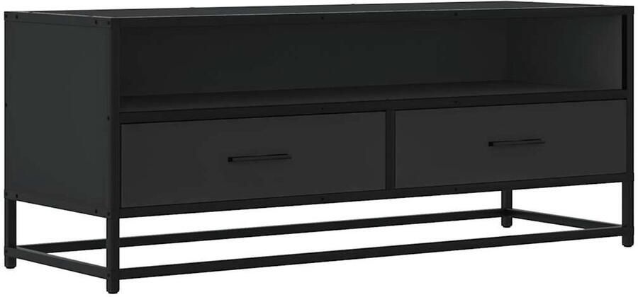 VidaXL Tv-meubel 100x34 5x40 cm bewerkt hout en metaal zwart