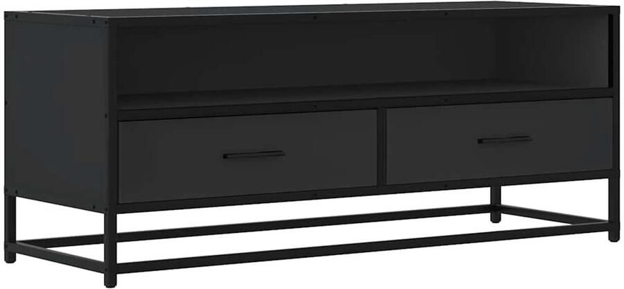 VidaXL Tv-meubel 100x34 5x40 cm bewerkt hout en metaal zwart