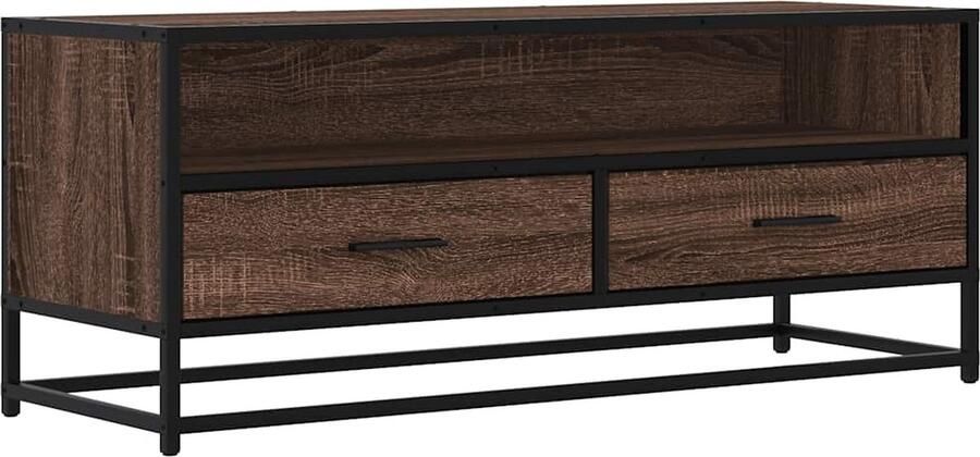 VidaXL Tv-meubel 100x34 5x40 cm bewerkt hout metaal bruin eikenkleur