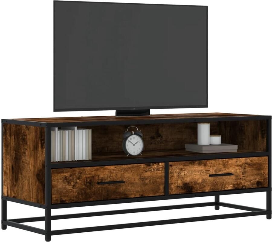 VidaXL Tv-meubel 100x34 5x40 cm Gerookt Eiken Tv Meubel Tv Kast Houten Tv Stand Media Kast Salontafel