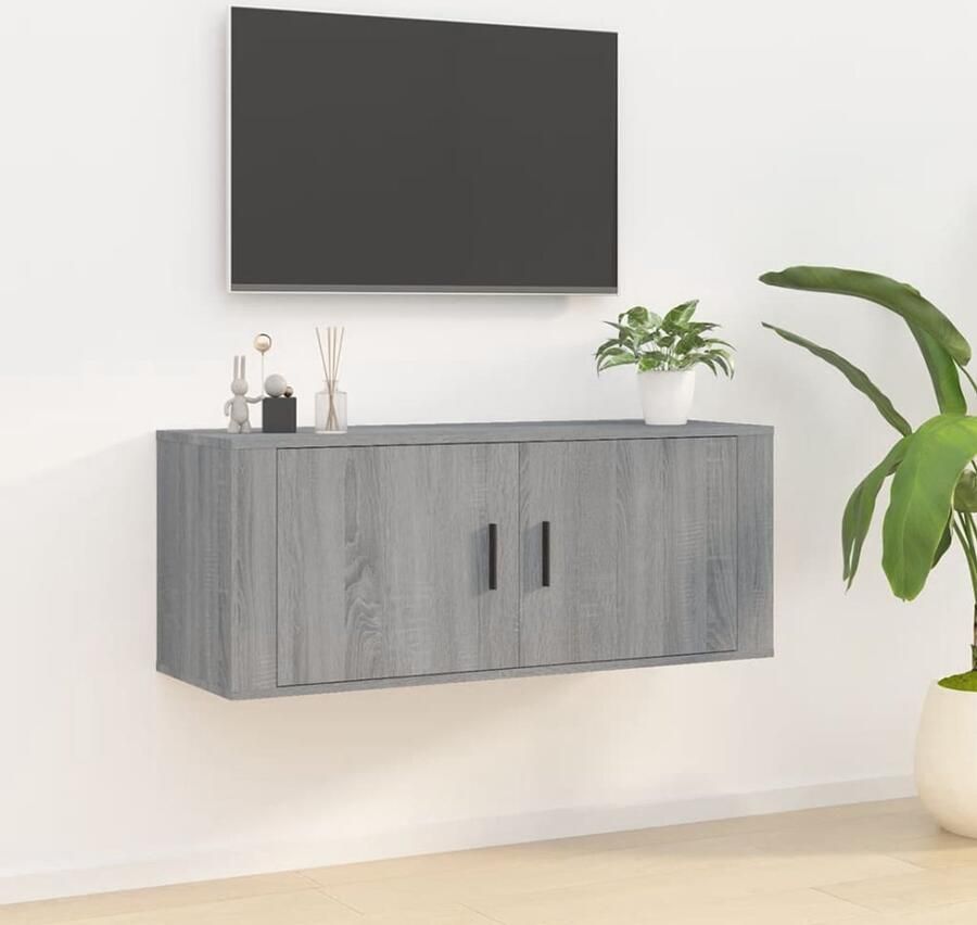 VidaXL Tv-meubel 100x34 5x40 cm Grijs Sonoma Eiken Televisiesecretaris Wandtv Kast Tv Meubel Tv Stand Salon Meubilair