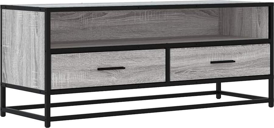 VidaXL Tv-meubel 100x34 5x40 cm bewerkt hout metaal grijs sonoma eiken