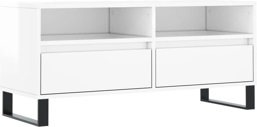 VidaXL Tv-meubel 100x34 5x44 5 cm Hoogglans Wit Tv-meubel Houten Tv-meubel Witte Tv-kast Tv Kast Media Kast Opslagoplossing Woonkamer Meubilair Slaapkamer Meubilair Design Tv-meubel Modern Tv-meubel