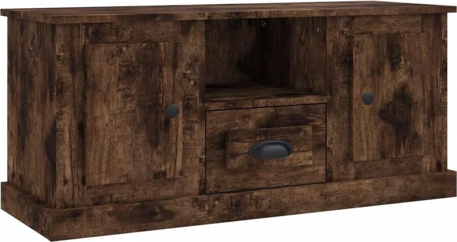 VidaXL Tv-meubel 100x35 5x45 cm Gerookt Eiken Tv-meubel Salontafel Houten Meubilair Kast Tv-stand Media-console Bruine Meubelen Landelijk Interieur Modern Tv-meubel