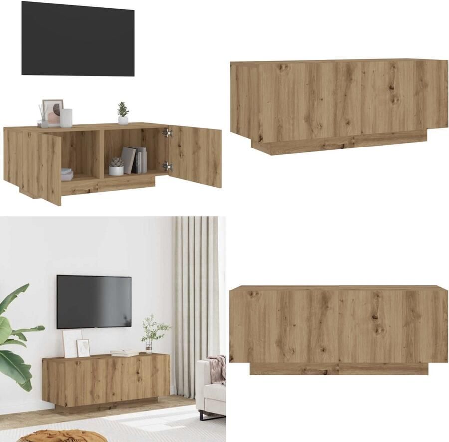 VidaXL Tv-meubel 100x35x40 cm bewerkt hout artisanaal eikenkleurig Tv-meubel Tv-kasten -Tv-standaard Hifi-kast