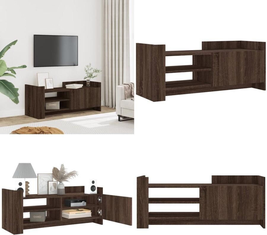 The Living Store Tv-meubel 100x35x40 cm bewerkt hout bruin eikenkleur Tv-meubel Tv Kast Opbergkast Houten Tv-standaard Bruine Eiken Kleur - Foto 2