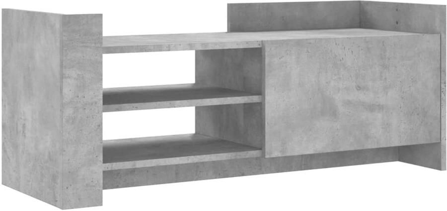 The Living Store Tv-meubel 100x35x40 cm bewerkt hout betongrijs Tv Kast Tv Meubel Beton Grijs Houten Tv Kast Opbergkast - Foto 2