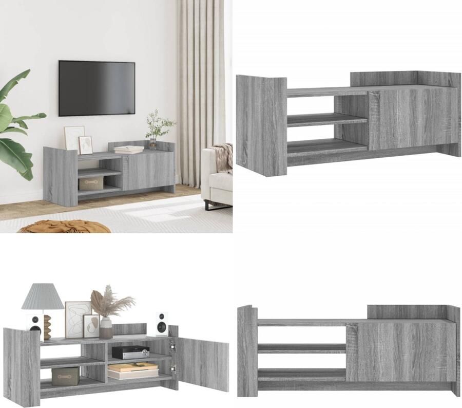 VidaXL Tv-meubel 100x35x40 cm bewerkt hout grijs sonoma eikenkleurig Tv-meubel Tv-meubelen Tv Kast Opbergkast