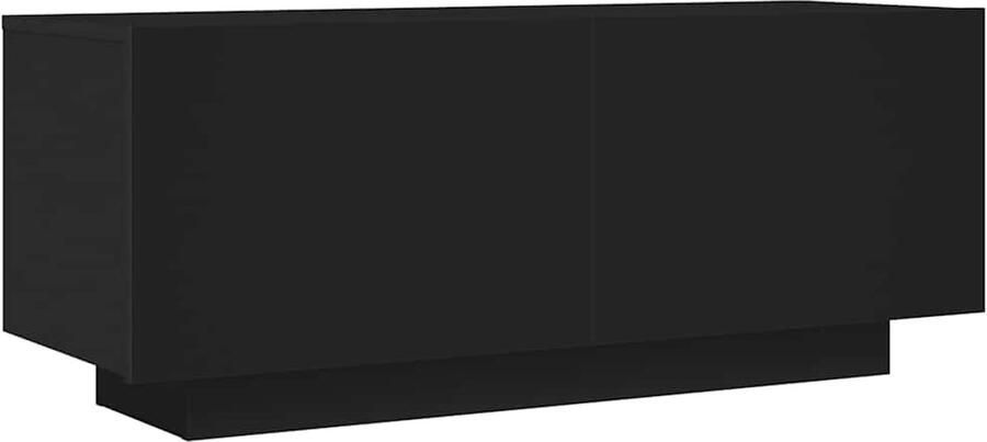 VidaXL Tv-meubel 100x35x40 cm Bewerkt hout Zwart Tv-meubel Hfi-kast Salontafel Zwarte Meubelen Houten Meubilair Opbergkast Entertainment Center Televisiekast Livingroom Furniture Woonkamerinrichting Modern Tv Stand - Foto 2