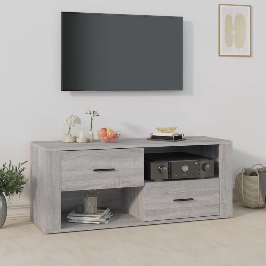 VidaXL Tv-meubel 100x35x40 cm Grijs Sonoma Eiken Tv Kast Tv Stand Salontafel Houten Meubilair Grijze Meubelen Design Tv Kast Media Kast Opslagkast Living Room Furniture Woonkamerdecoratie - Foto 2