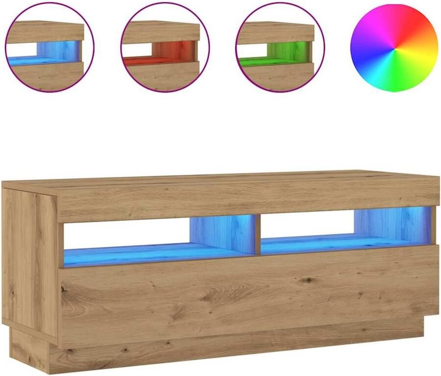 VidaXL Tv-meubel 100x35x40 cm LED Artisanaal Eiken Tv-meubel Tv-kasten -Tv-standaard Hifi-kast