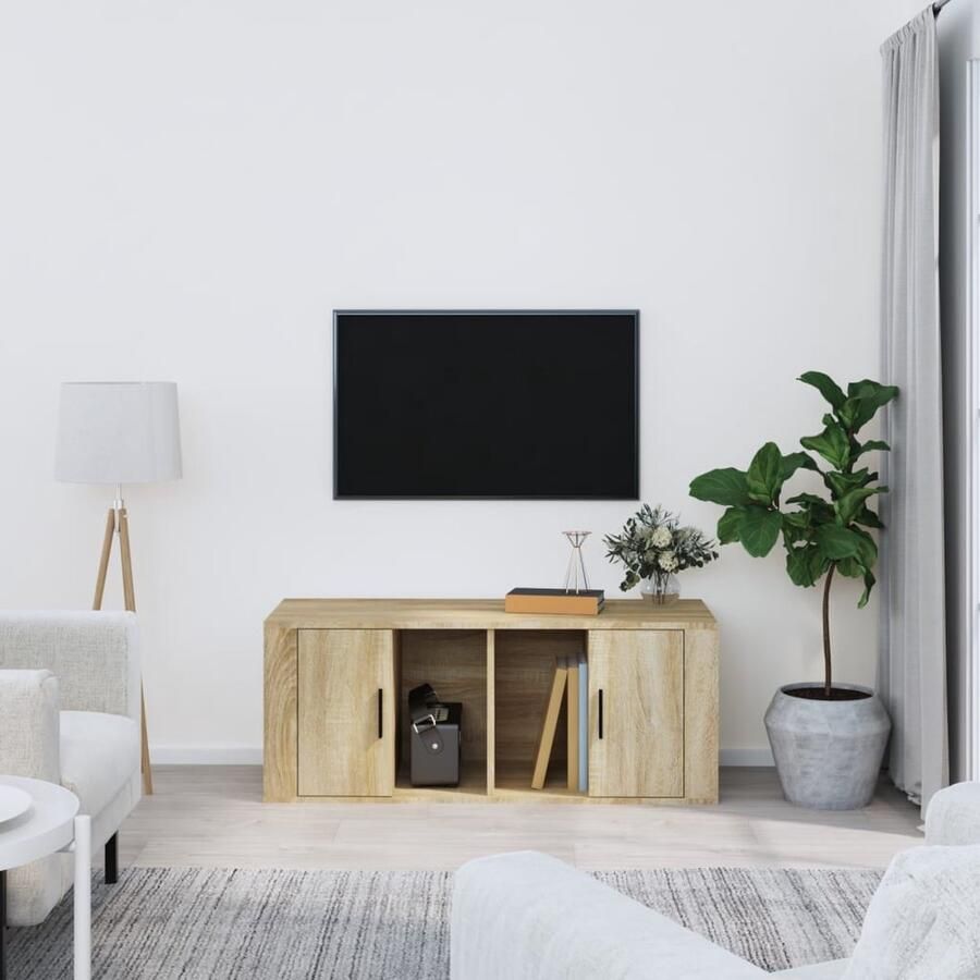 VidaXL Tv-meubel 100x35x40 cm Sonoma eiken Tv Kast Houten Tv Kast Tv Meubels Salontafel Mediakast Bruine Tv Kast Landelijke Tv Kast Vintage Tv Kast Tv Stand - Foto 2