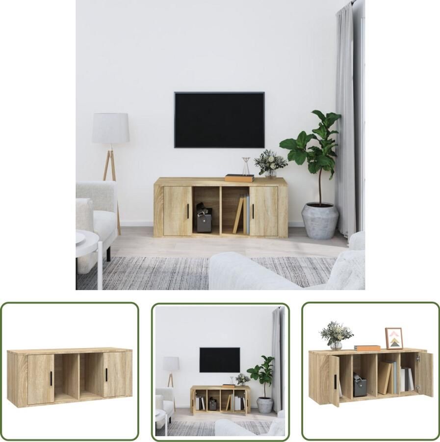 VidaXL Tv-meubel 100x35x40 cm Sonoma eiken Tv Kast Houten Tv Kast Tv Meubels Salontafel Mediakast Bruine Tv Kast Landelijke Tv Kast Vintage Tv Kast Tv Stand