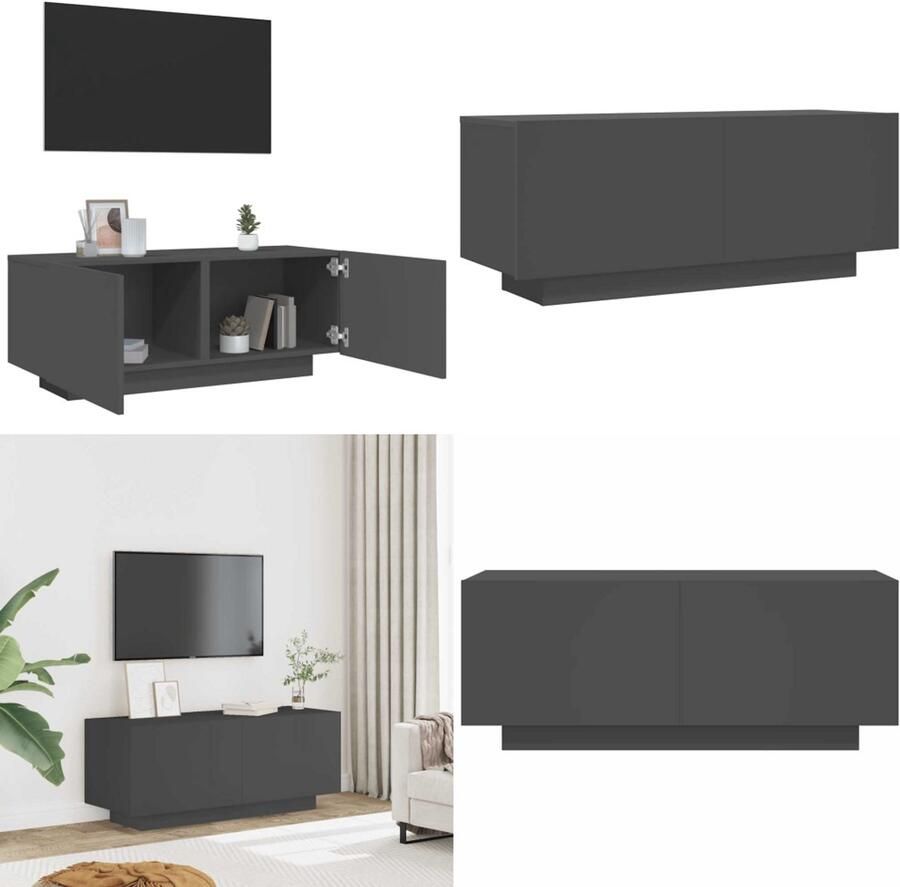 VidaXL Tv-meubel 100x35x40 cm spaanplaat grijs Tv-kast Tv-kasten Tv-standaard Tv-standaarden