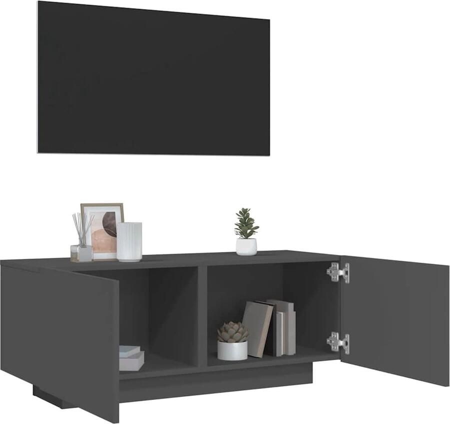 VidaXL Tv-meubel 100x35x40 cm Spaanplaat Grijs Tv-meubel Hifi-kast Salontafel Media Opbergruimte Grijze Meubelen Houten Meubilair Spaanplaat MeubilAIR Industrieel Design Compact Tv-meubel Woonkamerdecoratie - Foto 2