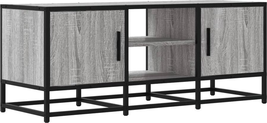 VidaXL Tv-meubel 100x35x41 cm bewerkt hout metaal grijs sonoma eiken