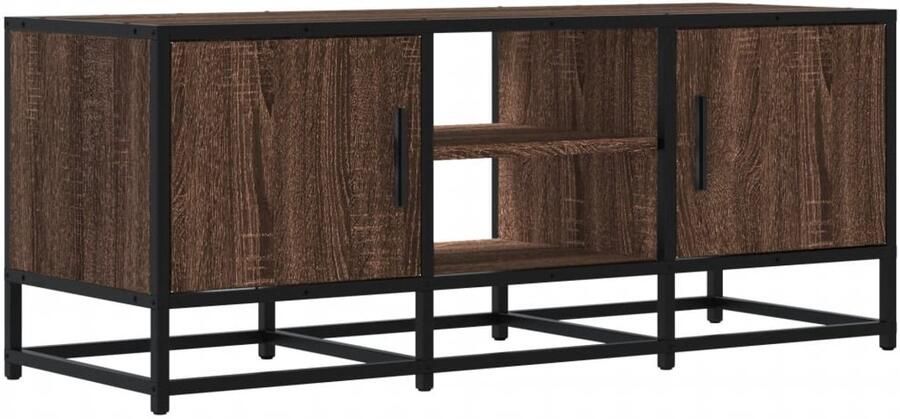VidaXL Tv-meubel Tv-meubelen Tv Kast Opbergkast Tv-meubel 100x35x41 cm bewerkt hout metaal bruin eikenkleur - Foto 2