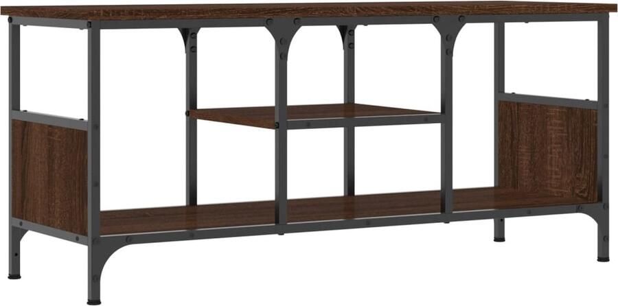 VidaXL -Tv-meubel-100x35x45-cm-bewerkt-hout-en-ijzer-bruineikenkleurig - Foto 2