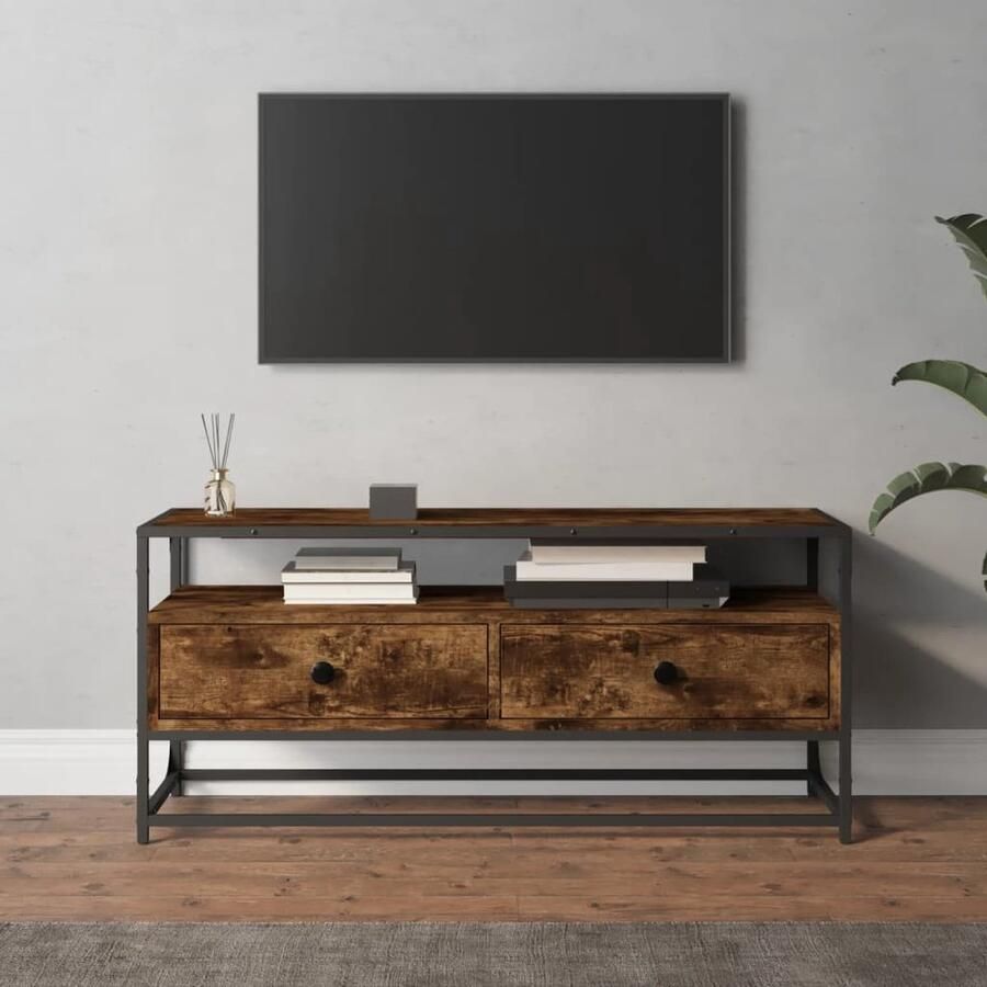 VidaXL Tv-meubel 100x35x45 cm Gerookt Eiken Tv Meubels Tv Stand Salontafel Houten Tv Kast Bruine Tv Tafel Modern Tv Meubel Compact Tv Meubel Living Room Furniture Entertainment Center - Foto 2