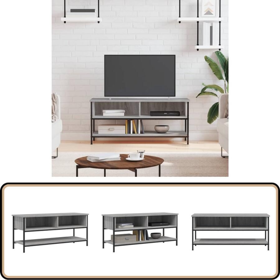 VidaXL Tv-meubel 100x35x45 cm Grijs Sonoma Eiken Tv Kast Industriele Tv Kast Houten Tv Kast Grijze Tv Kast Tv Meubilair