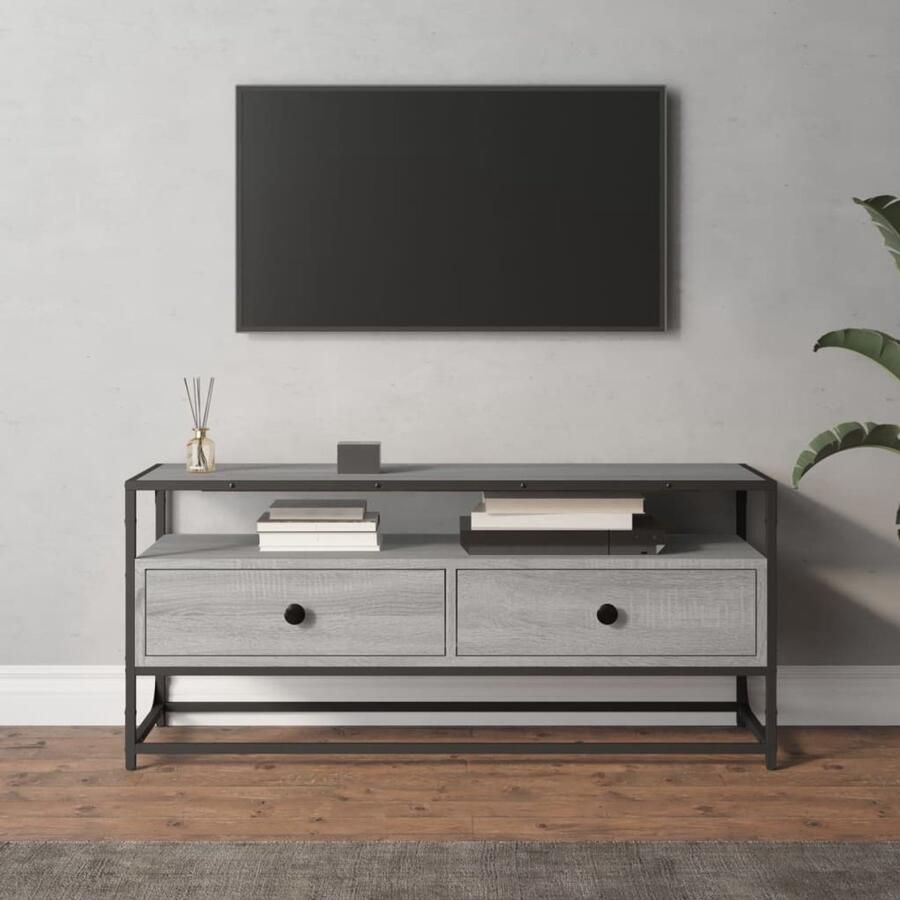 VidaXL Tv-meubel 100x35x45 cm Grijs Sonoma Eiken Tv Meubel Salontafel Houten Meubilair Grijze Meubelen Opberg Kast