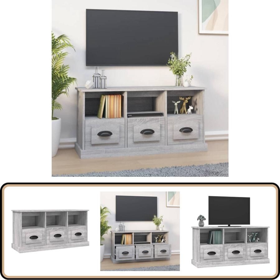 VidaXL Tv-meubel 100x35x50 cm Grijs Sonoma Eiken Tv Kast Tv Meubel Hifi Meubel Salontafel Woonkamerinrichting Houten Tv Kast Grijze Tv Kast