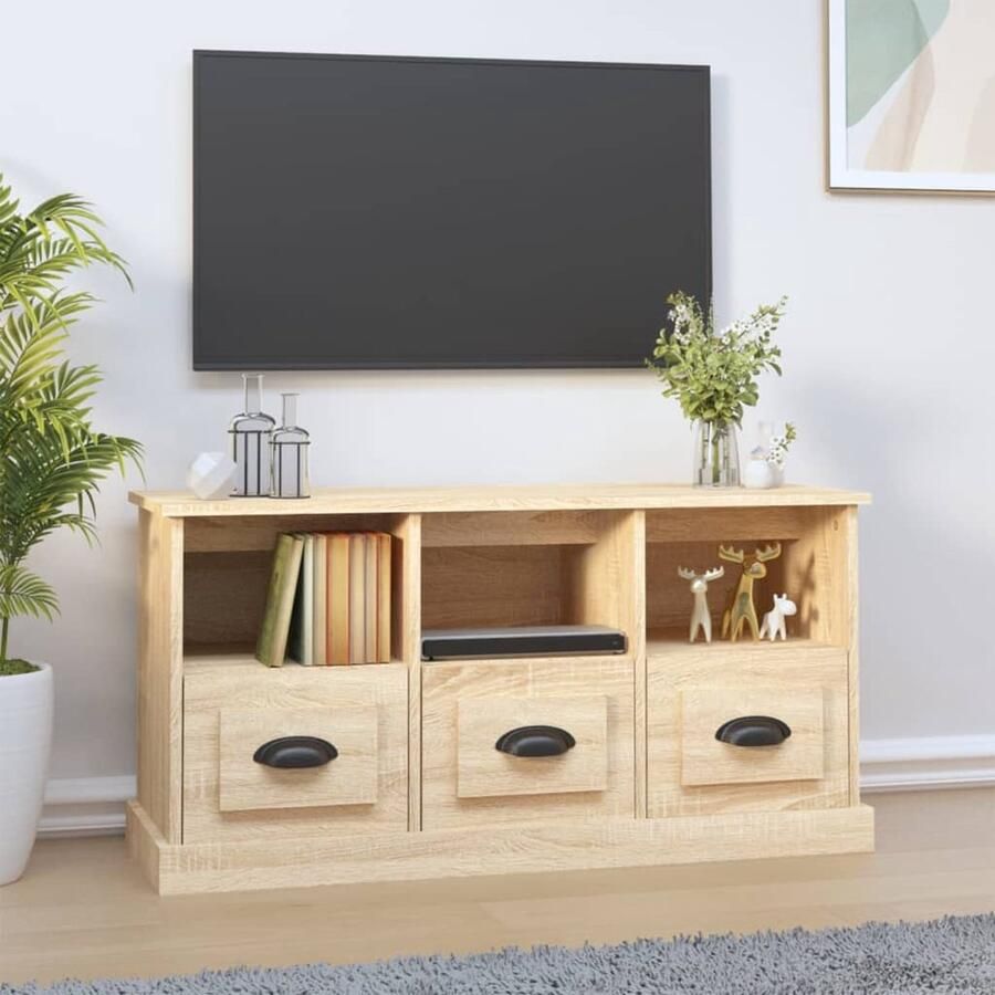 VidaXL Tv-meubel 100x35x50 cm Sonoma eiken Hout Tv Kast Salontafel Houten Tv Stand Tv Meubel Bruine Tv Kast Sonora Eiken Compact Tv Meubel - Foto 2