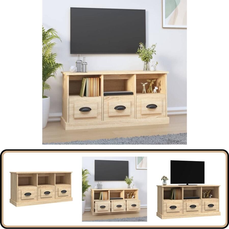 VidaXL Tv-meubel 100x35x50 cm Sonoma eiken Hout Tv Kast Salontafel Houten Tv Stand Tv Meubel Bruine Tv Kast Sonora Eiken Compact Tv Meubel