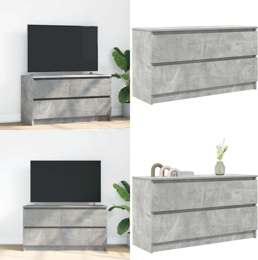 VidaXL Tv-meubel 100x35x54 cm bewerkt hout betongrijs Tv-meubel Tv-kasten Tv-standaard Tv-meubel