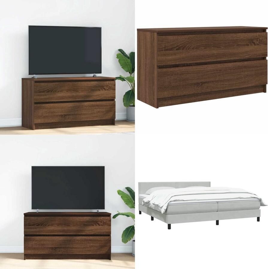 VidaXL Tv-meubel 100x35x54 cm bewerkt hout bruin eikenkleur Tv-meubel Tv-kasten Tv-standaard Tv-meubel