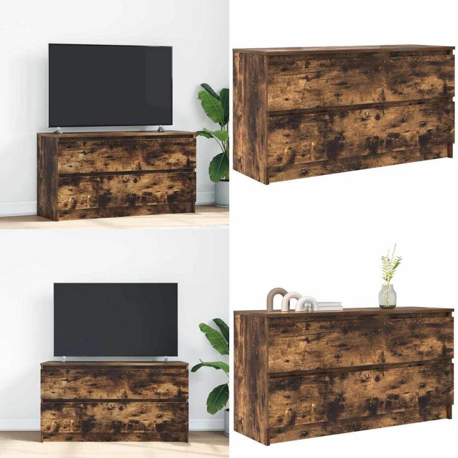 VidaXL Tv-meubel 100x35x54 cm bewerkt hout gerookt eikenkleurig Tv-meubel Tv-kasten Tv-standaard Tv-meubel